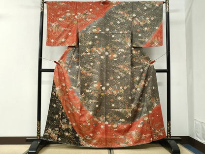 平和屋着物●訪問着　楽器扇花松文　金彩　正絹　逸品　CABI3509yc