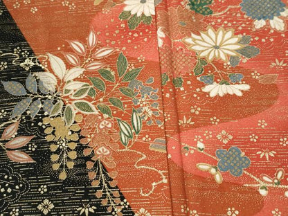 平和屋着物●訪問着　楽器扇花松文　金彩　正絹　逸品　CABI3509yc