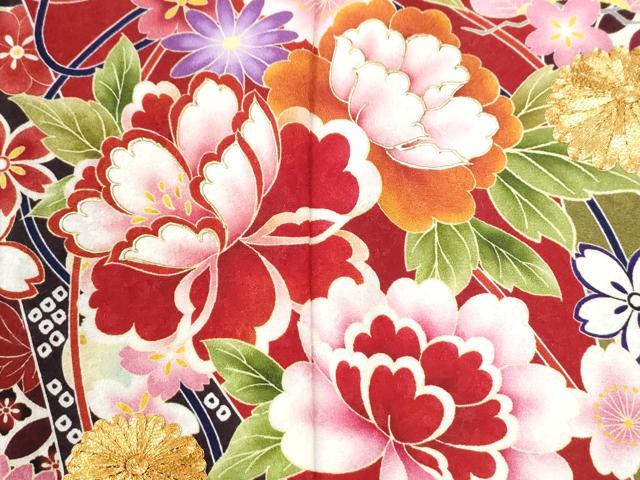 平和屋着物●豪華振袖　駒刺繍　鬘帯牡丹花文　金彩　正絹　逸品　CABI3511yc