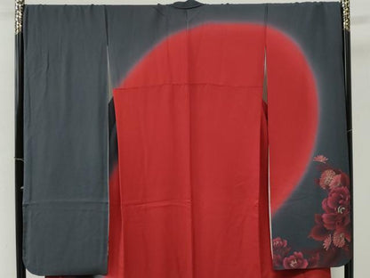 平和屋着物●豪華振袖　牡丹花文　暈し染め　金彩　正絹　逸品　CABI3512yc