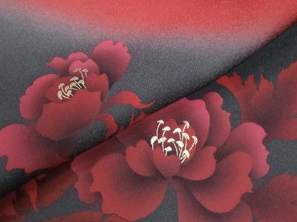 平和屋着物●豪華振袖　牡丹花文　暈し染め　金彩　正絹　逸品　CABI3512yc