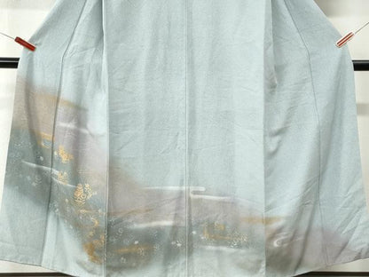 平和屋着物●訪問着　霞草花文　暈し染め　金彩　正絹　逸品　CABI3515yc