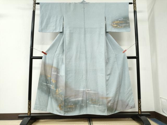 平和屋着物●訪問着　霞草花文　暈し染め　金彩　正絹　逸品　CABI3515yc