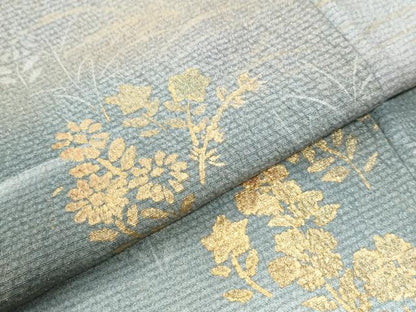 平和屋着物●訪問着　霞草花文　暈し染め　金彩　正絹　逸品　CABI3515yc