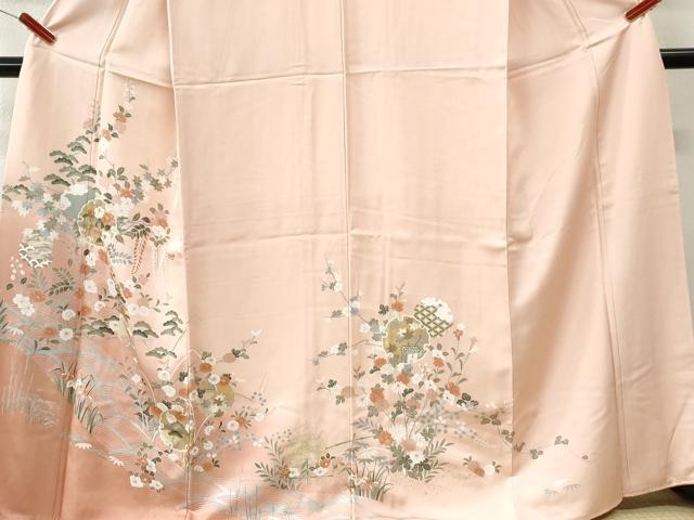 平和屋着物●訪問着　雪輪草花文　暈し染め　金彩　正絹　逸品　CABI3516yc