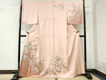平和屋着物●訪問着　雪輪草花文　暈し染め　金彩　正絹　逸品　CABI3516yc