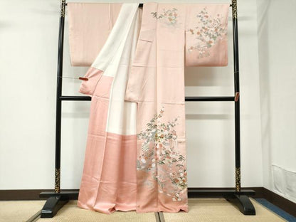 平和屋着物●訪問着　雪輪草花文　暈し染め　金彩　正絹　逸品　CABI3516yc