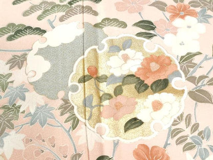 平和屋着物●訪問着　雪輪草花文　暈し染め　金彩　正絹　逸品　CABI3516yc
