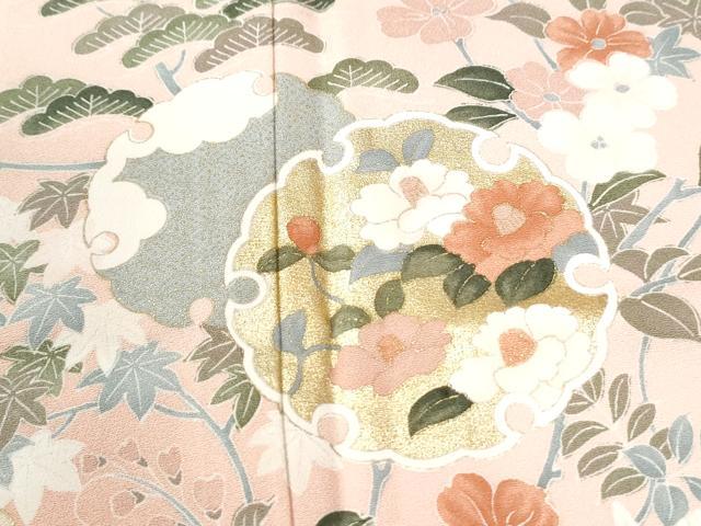 平和屋着物●訪問着　雪輪草花文　暈し染め　金彩　正絹　逸品　CABI3516yc