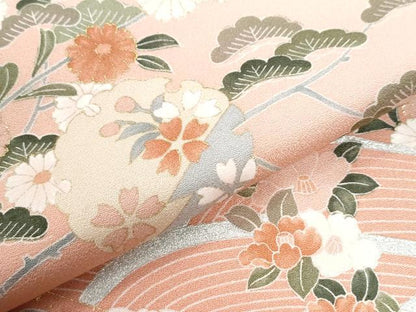 平和屋着物●訪問着　雪輪草花文　暈し染め　金彩　正絹　逸品　CABI3516yc
