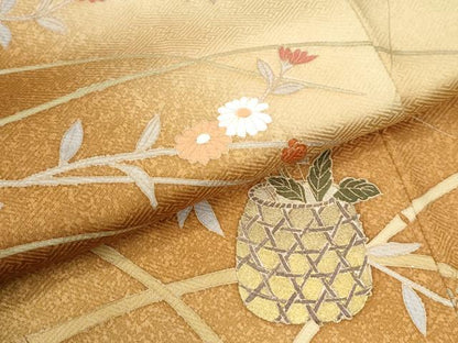 平和屋着物●訪問着　駒刺繍　花籠文　暈し染め　金彩　正絹　逸品　CABI3523yc