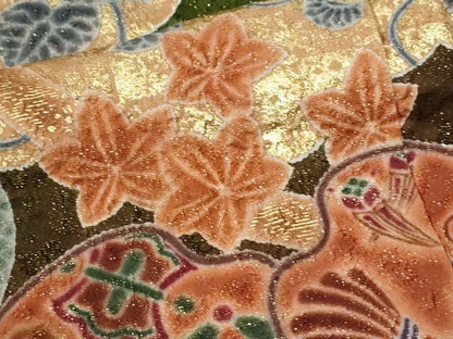 平和屋着物●豪華振袖　熨斗花松唐草文　暈し染め　金通し地　正絹　逸品　CABI3524yc