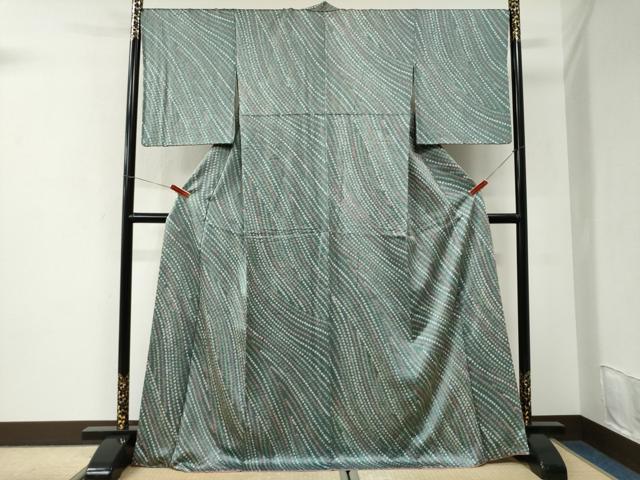 平和屋着物●上質な小紋　総絞り　吉祥文　ロング丈　正絹　逸品　CABI3526yc