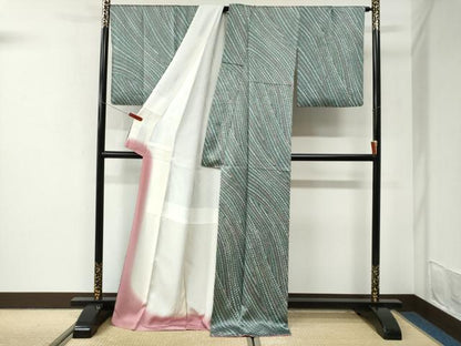 平和屋着物●上質な小紋　総絞り　吉祥文　ロング丈　正絹　逸品　CABI3526yc