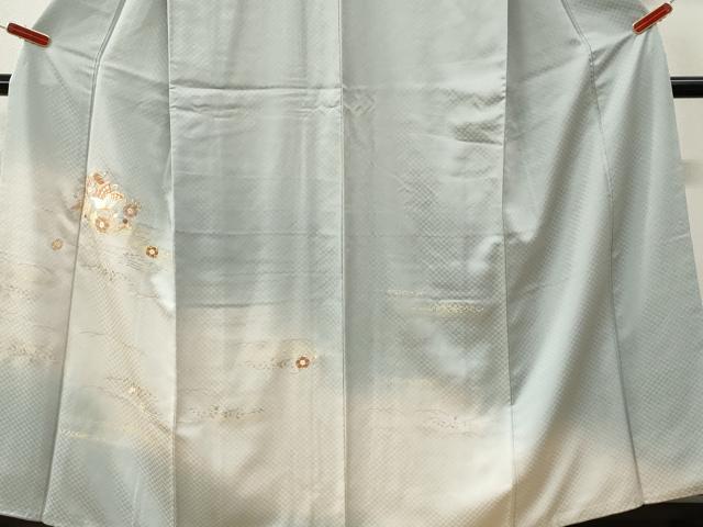 平和屋着物●訪問着　駒刺繍　霞花蝶文　暈し染め　金彩　正絹　逸品　CABI3527yc