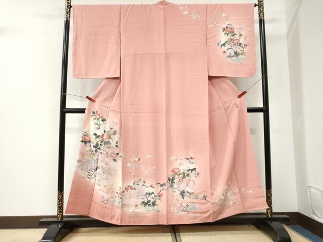 平和屋着物●訪問着　作家物　枝牡丹花文　暈し染め　金彩　正絹　逸品　未使用　CABI3528yc