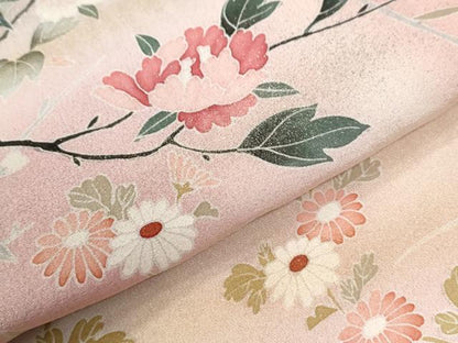 平和屋着物●訪問着　作家物　枝牡丹花文　暈し染め　金彩　正絹　逸品　未使用　CABI3528yc