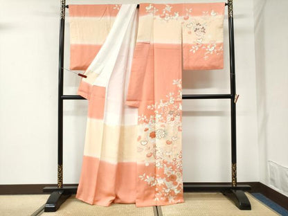 平和屋着物●訪問着　駒刺繍　花籠文　墓金彩　正絹　逸品　CABI3531yc