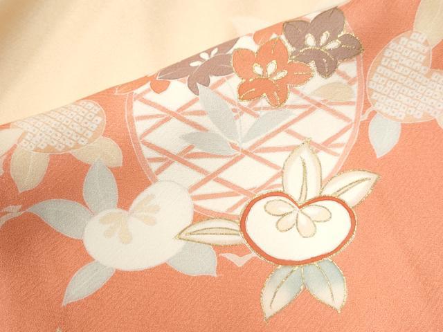 平和屋着物●訪問着　駒刺繍　花籠文　墓金彩　正絹　逸品　CABI3531yc