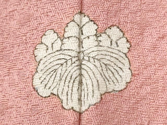 平和屋着物●上質な色無地　紋意匠　珊瑚色　正絹　逸品　未使用　CABI3532yc