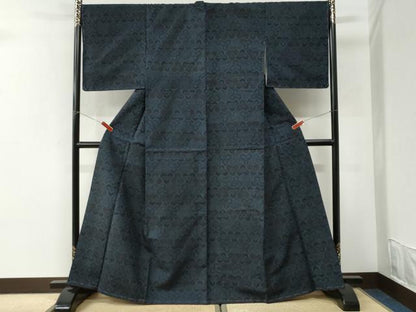 平和屋着物●結城紬　毘沙門亀甲花文　正絹　逸品　CABI3535yc