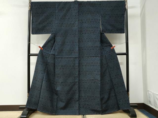 平和屋着物●結城紬　毘沙門亀甲花文　正絹　逸品　CABI3535yc