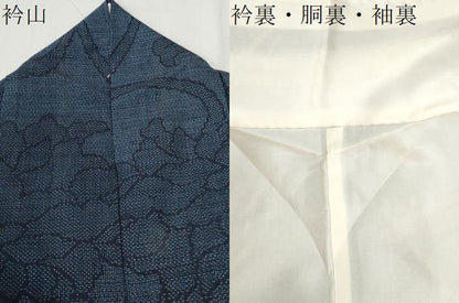 平和屋着物●結城紬　100亀甲　牡丹唐草文　正絹　逸品　CABI3536yc