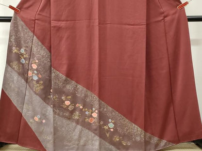 平和屋着物●訪問着　絞り　草花文　金彩　正絹　逸品　CABI3538yc