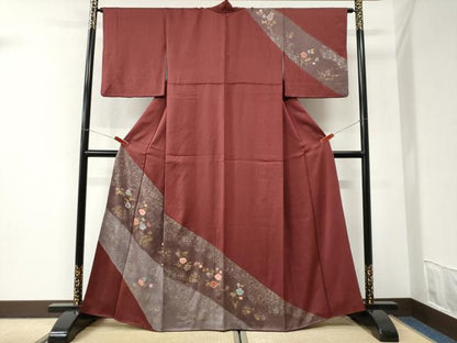 平和屋着物●訪問着　絞り　草花文　金彩　正絹　逸品　CABI3538yc