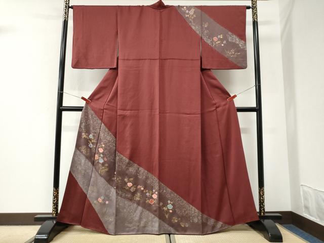 平和屋着物●訪問着　絞り　草花文　金彩　正絹　逸品　CABI3538yc