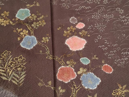 平和屋着物●訪問着　絞り　草花文　金彩　正絹　逸品　CABI3538yc