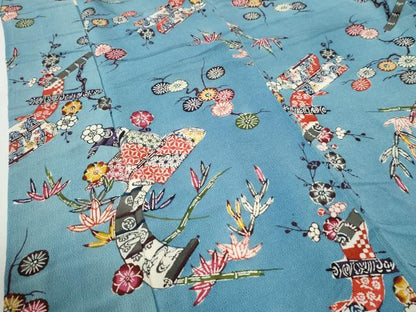 平和屋着物●上質な小紋　紅型　冊子草花文　鬼しぼ縮緬　正絹　逸品　CABI3540yc