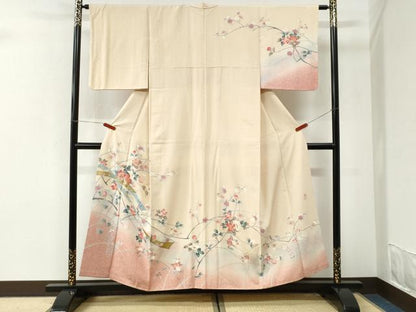 平和屋着物●訪問着　作家物　鬘帯枝花文　暈し染め　金彩　正絹　逸品　CABI3547yc