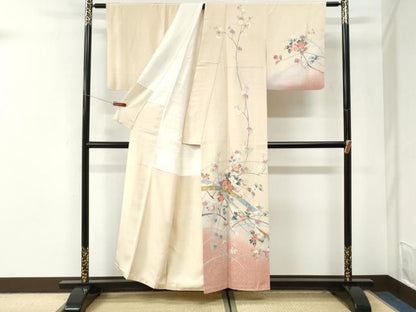 平和屋着物●訪問着　作家物　鬘帯枝花文　暈し染め　金彩　正絹　逸品　CABI3547yc
