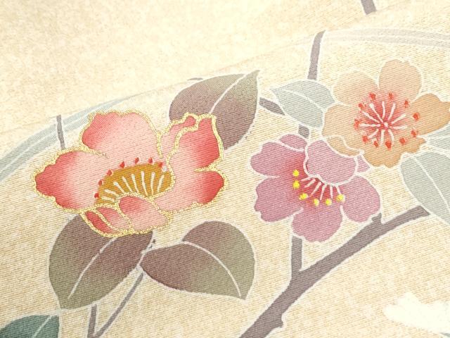 平和屋着物●訪問着　作家物　鬘帯枝花文　暈し染め　金彩　正絹　逸品　CABI3547yc