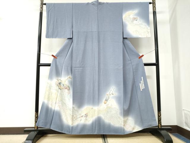 平和屋着物●友禅師・京の名工・伝統工芸士・樽本伊勢蔵 訪問着 琵琶 横笛 暈し染め 金銀彩 健勝苑扱い 正絹 逸品 未使用 CABI3548yc