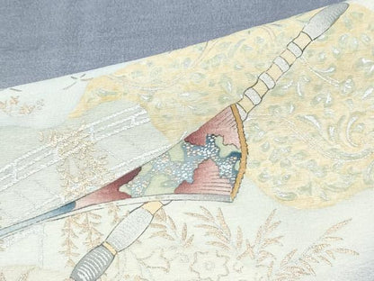 平和屋着物●友禅師・京の名工・伝統工芸士・樽本伊勢蔵 訪問着 琵琶 横笛 暈し染め 金銀彩 健勝苑扱い 正絹 逸品 未使用 CABI3548yc