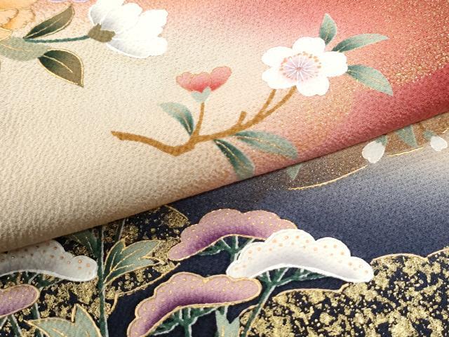 平和屋着物●豪華振袖　刺繍　花籠文　暈し染め　金彩　正絹　逸品　CABI3550yc
