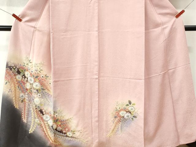 平和屋着物●訪問着　辻が花　暈し染め　金通し地　正絹　逸品　CABI3551yc