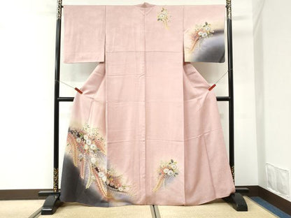 平和屋着物●訪問着　辻が花　暈し染め　金通し地　正絹　逸品　CABI3551yc