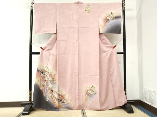 平和屋着物●訪問着　辻が花　暈し染め　金通し地　正絹　逸品　CABI3551yc