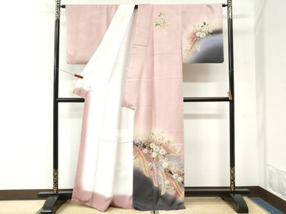 平和屋着物●訪問着　辻が花　暈し染め　金通し地　正絹　逸品　CABI3551yc