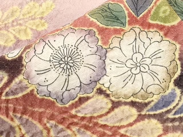 平和屋着物●訪問着　辻が花　暈し染め　金通し地　正絹　逸品　CABI3551yc