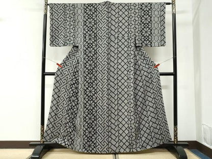 平和屋着物●訪問着　総絞り　吉祥花間道　黒地　正絹　逸品　CABI3555yc