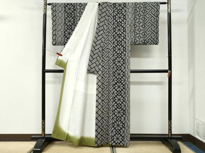 平和屋着物●訪問着　総絞り　吉祥花間道　黒地　正絹　逸品　CABI3555yc