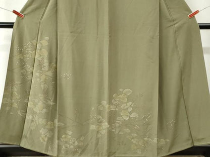 平和屋着物●訪問着　刺繍　ろうけつ染　草花文　正絹　逸品　CABI3557yc