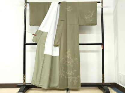 平和屋着物●訪問着　刺繍　ろうけつ染　草花文　正絹　逸品　CABI3557yc
