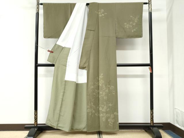 平和屋着物●訪問着　刺繍　ろうけつ染　草花文　正絹　逸品　CABI3557yc