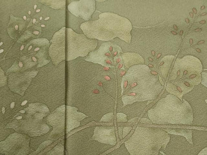 平和屋着物●訪問着　刺繍　ろうけつ染　草花文　正絹　逸品　CABI3557yc