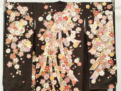 平和屋着物●豪華振袖　駒刺繍　束ね熨斗毬牡丹花文　金彩　正絹　逸品　CABI3559yc